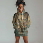 Anubis Hoodie Dress Ancient Egyptian Aged Papyrus, Scales of Justice, and Egyptian Hieroglyph - African Pride