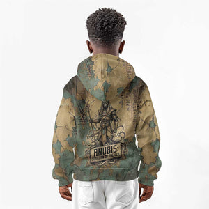 Anubis Kid Hoodie Ancient Egyptian Aged Papyrus, Scales of Justice, and Egyptian Hieroglyph - African Pride