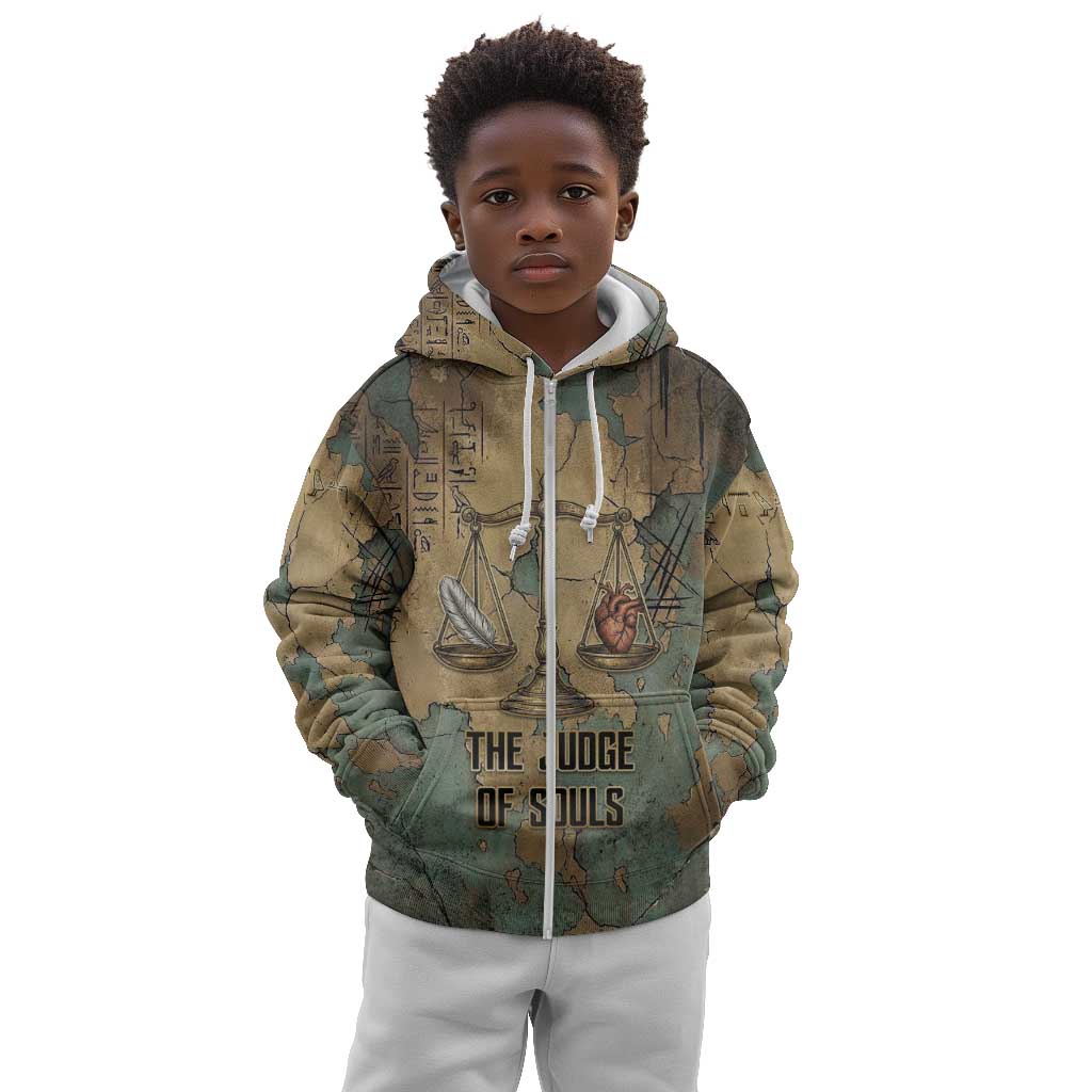 Anubis Kid Hoodie Ancient Egyptian Aged Papyrus, Scales of Justice, and Egyptian Hieroglyph - African Pride