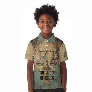 Anubis Kid Polo Shirt Ancient Egyptian Aged Papyrus, Scales of Justice, and Egyptian Hieroglyph - African Pride