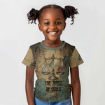 Anubis Kid T shirt Ancient Egyptian Aged Papyrus, Scales of Justice, and Egyptian Hieroglyph - African Pride
