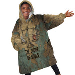 Anubis Kid Wearable Blanket Hoodie Ancient Egyptian Aged Papyrus, Scales of Justice, and Egyptian Hieroglyph - African Pride