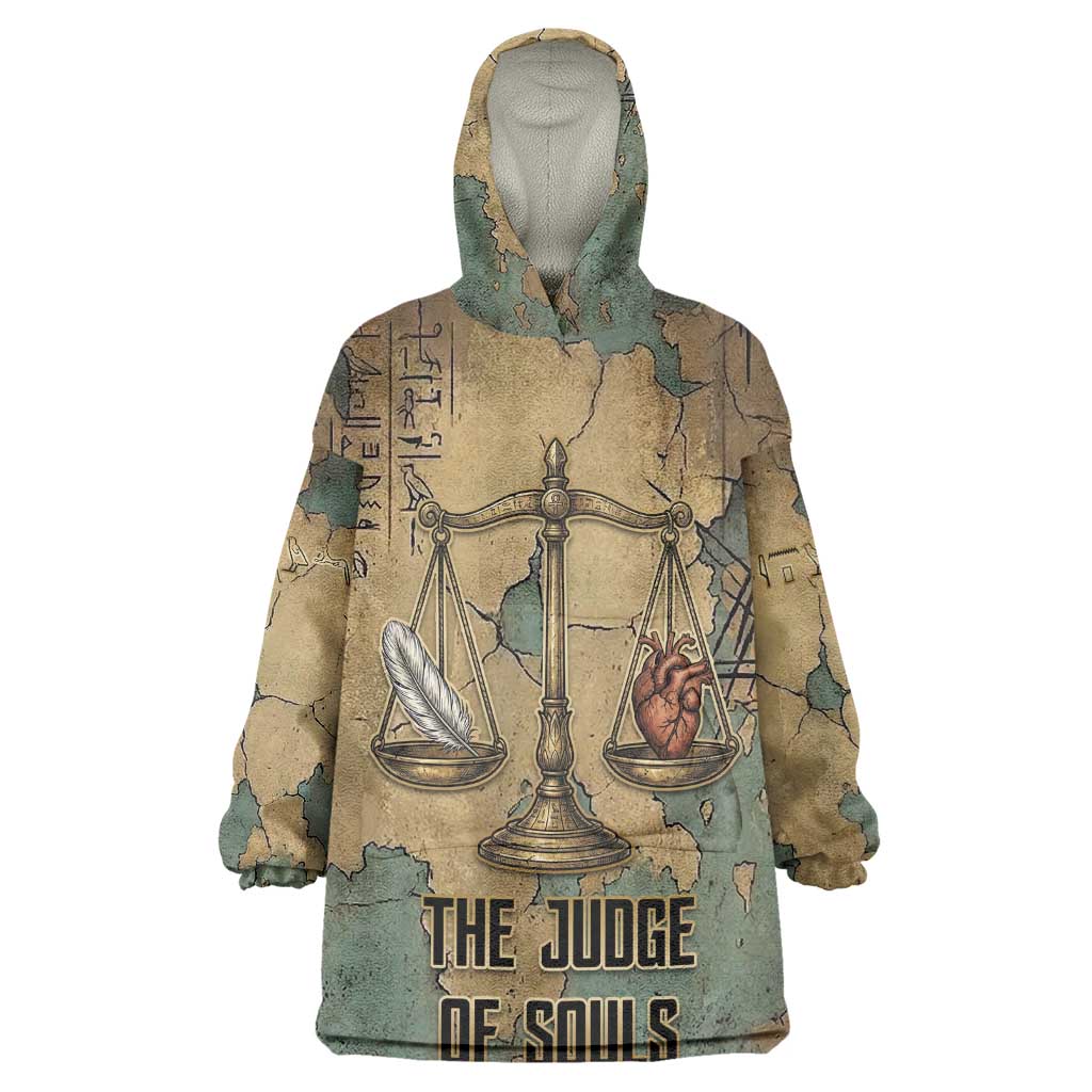 Anubis Kid Wearable Blanket Hoodie Ancient Egyptian Aged Papyrus, Scales of Justice, and Egyptian Hieroglyph - African Pride