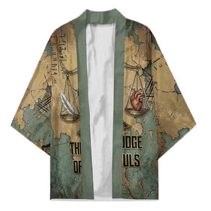 Anubis Kimono Ancient Egyptian Aged Papyrus, Scales of Justice, and Egyptian Hieroglyph - African Pride