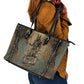 Anubis Leather Tote Bag Ancient Egyptian Aged Papyrus, Scales of Justice, and Egyptian Hieroglyph - African Pride