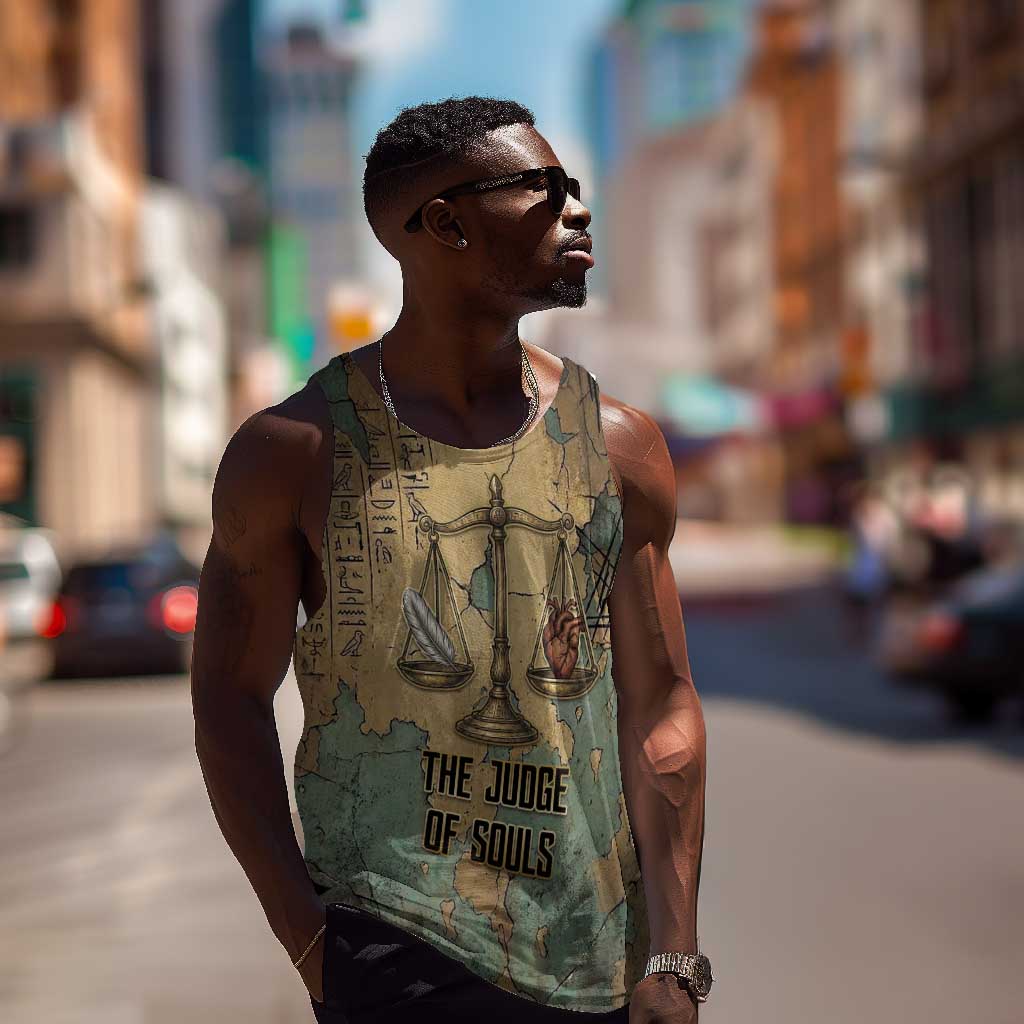 Anubis Men Tank Top Ancient Egyptian Aged Papyrus, Scales of Justice, and Egyptian Hieroglyph - African Pride