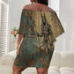 Anubis Off Shoulder Short Dress Ancient Egyptian Aged Papyrus, Scales of Justice, and Egyptian Hieroglyph - African Pride