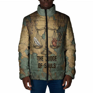 Anubis Padded Jacket Ancient Egyptian Aged Papyrus, Scales of Justice, and Egyptian Hieroglyph - African Pride