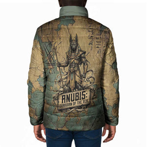 Anubis Padded Jacket Ancient Egyptian Aged Papyrus, Scales of Justice, and Egyptian Hieroglyph - African Pride