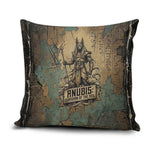 Anubis Pillow Cover Ancient Egyptian Aged Papyrus, Scales of Justice, and Egyptian Hieroglyph - African Pride