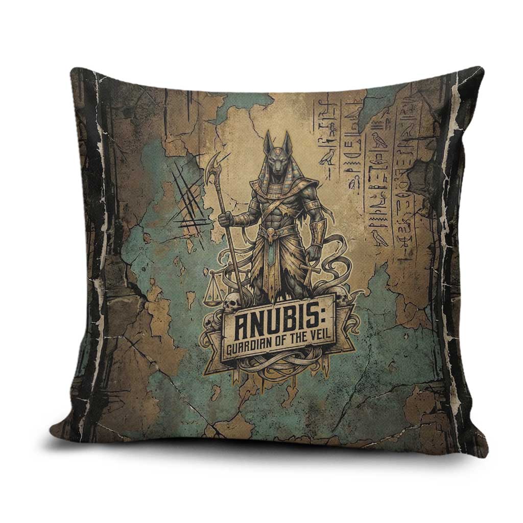Anubis Pillow Cover Ancient Egyptian Aged Papyrus, Scales of Justice, and Egyptian Hieroglyph - African Pride