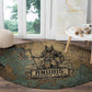 Anubis Round Carpet Ancient Egyptian Aged Papyrus, Scales of Justice, and Egyptian Hieroglyph - African Pride