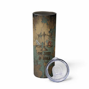 Anubis Skinny Tumbler Ancient Egyptian Aged Papyrus, Scales of Justice, and Egyptian Hieroglyph - African Pride