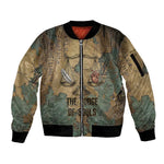 Anubis Sleeve Zip Bomber Jacket Ancient Egyptian Aged Papyrus, Scales of Justice, and Egyptian Hieroglyph - African Pride