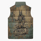 Anubis Sleeveless Puffer Jacket Ancient Egyptian Aged Papyrus, Scales of Justice, and Egyptian Hieroglyph - African Pride