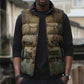 Anubis Sleeveless Puffer Jacket Ancient Egyptian Aged Papyrus, Scales of Justice, and Egyptian Hieroglyph - African Pride