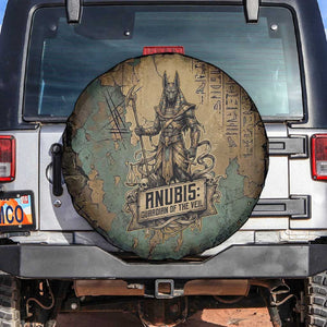 Anubis Spare Tire Cover Ancient Egyptian Aged Papyrus, Scales of Justice, and Egyptian Hieroglyph - African Pride