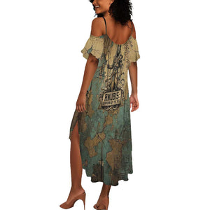 Anubis Summer Maxi Dress Ancient Egyptian Aged Papyrus, Scales of Justice, and Egyptian Hieroglyph - African Pride