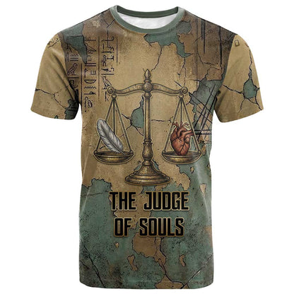 Anubis T shirt Ancient Egyptian Aged Papyrus, Scales of Justice, and Egyptian Hieroglyph - African Pride