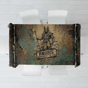 Anubis Tablecloth Ancient Egyptian Aged Papyrus, Scales of Justice, and Egyptian Hieroglyph - African Pride