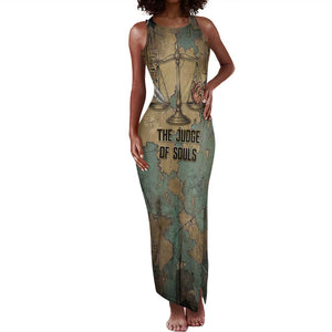 Anubis Tank Maxi Dress Ancient Egyptian Aged Papyrus, Scales of Justice, and Egyptian Hieroglyph - African Pride