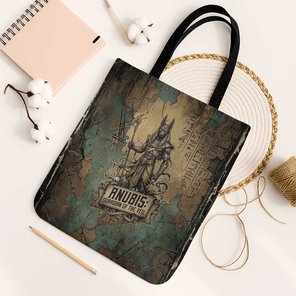 Anubis Tote Bag Ancient Egyptian Aged Papyrus, Scales of Justice, and Egyptian Hieroglyph - African Pride