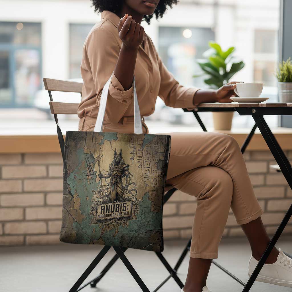 Anubis Tote Bag Ancient Egyptian Aged Papyrus, Scales of Justice, and Egyptian Hieroglyph - African Pride