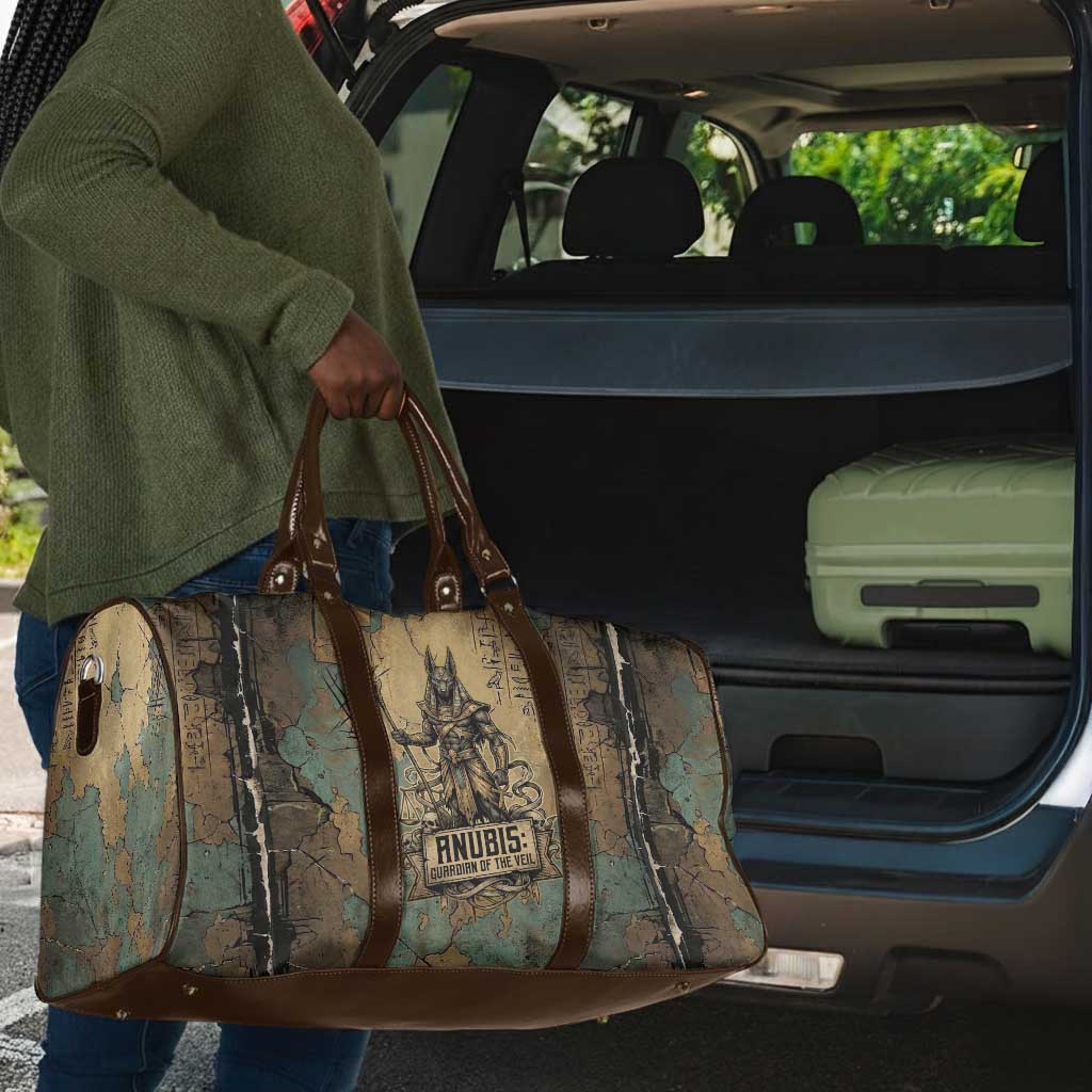 Anubis Travel Bag Ancient Egyptian Aged Papyrus, Scales of Justice, and Egyptian Hieroglyph - African Pride