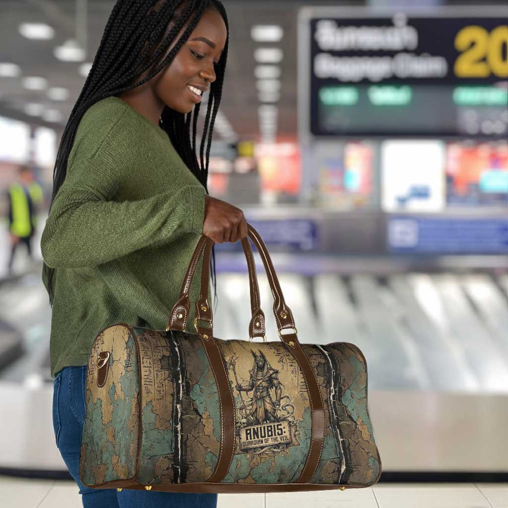 Anubis Travel Bag Ancient Egyptian Aged Papyrus, Scales of Justice, and Egyptian Hieroglyph - African Pride