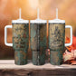 Anubis Tumbler With Handle Ancient Egyptian Aged Papyrus, Scales of Justice, and Egyptian Hieroglyph - African Pride
