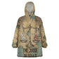 Anubis Wearable Blanket Hoodie Ancient Egyptian Aged Papyrus, Scales of Justice, and Egyptian Hieroglyph - African Pride