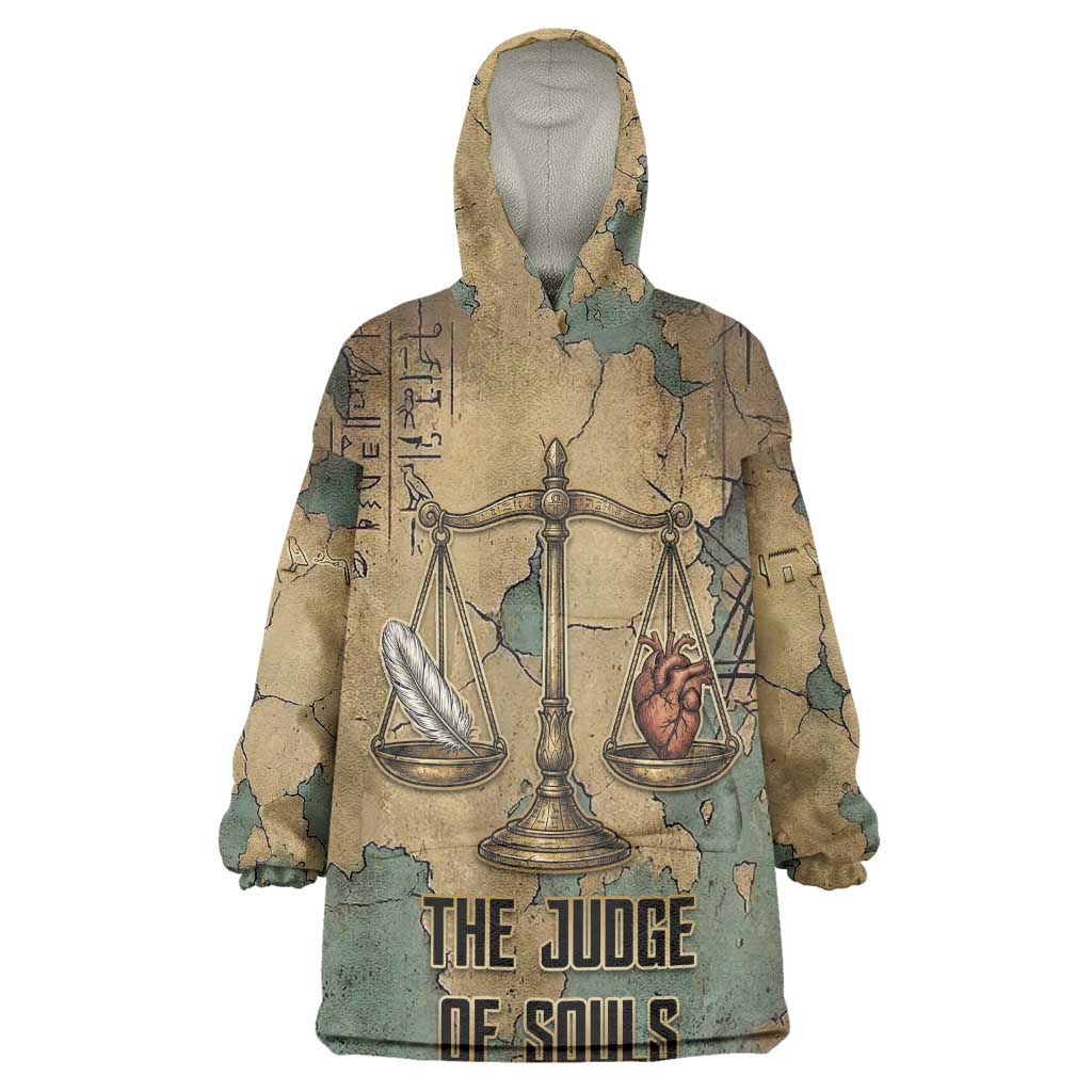 Anubis Wearable Blanket Hoodie Ancient Egyptian Aged Papyrus, Scales of Justice, and Egyptian Hieroglyph - African Pride
