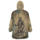 Anubis Wearable Blanket Hoodie Ancient Egyptian Aged Papyrus, Scales of Justice, and Egyptian Hieroglyph - African Pride