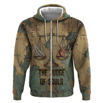 Anubis Zip Hoodie Ancient Egyptian Aged Papyrus, Scales of Justice, and Egyptian Hieroglyph - African Pride