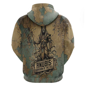 Anubis Zip Hoodie Ancient Egyptian Aged Papyrus, Scales of Justice, and Egyptian Hieroglyph - African Pride