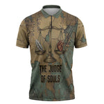 Anubis Zipper Polo Shirt Ancient Egyptian Aged Papyrus, Scales of Justice, and Egyptian Hieroglyph - African Pride