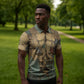 Anubis Zipper Polo Shirt Ancient Egyptian Aged Papyrus, Scales of Justice, and Egyptian Hieroglyph - African Pride