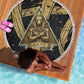 Anubis Ancient Egyptian Beach Blanket with Starry Mummy Wrap Pattern, Anubis Warrior Illustration, and Pyramid - African Pride