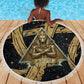 Anubis Ancient Egyptian Beach Blanket with Starry Mummy Wrap Pattern, Anubis Warrior Illustration, and Pyramid - African Pride