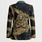 Anubis Ancient Egyptian Blazer with Starry Mummy Wrap Pattern, Anubis Warrior Illustration, and Pyramid - African Pride