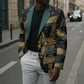 Anubis Ancient Egyptian Blazer with Starry Mummy Wrap Pattern, Anubis Warrior Illustration, and Pyramid - African Pride