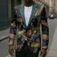 Anubis Ancient Egyptian Blazer with Starry Mummy Wrap Pattern, Anubis Warrior Illustration, and Pyramid - African Pride