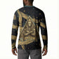 Anubis Ancient Egyptian Button Sweatshirt with Starry Mummy Wrap Pattern, Anubis Warrior Illustration, and Pyramid