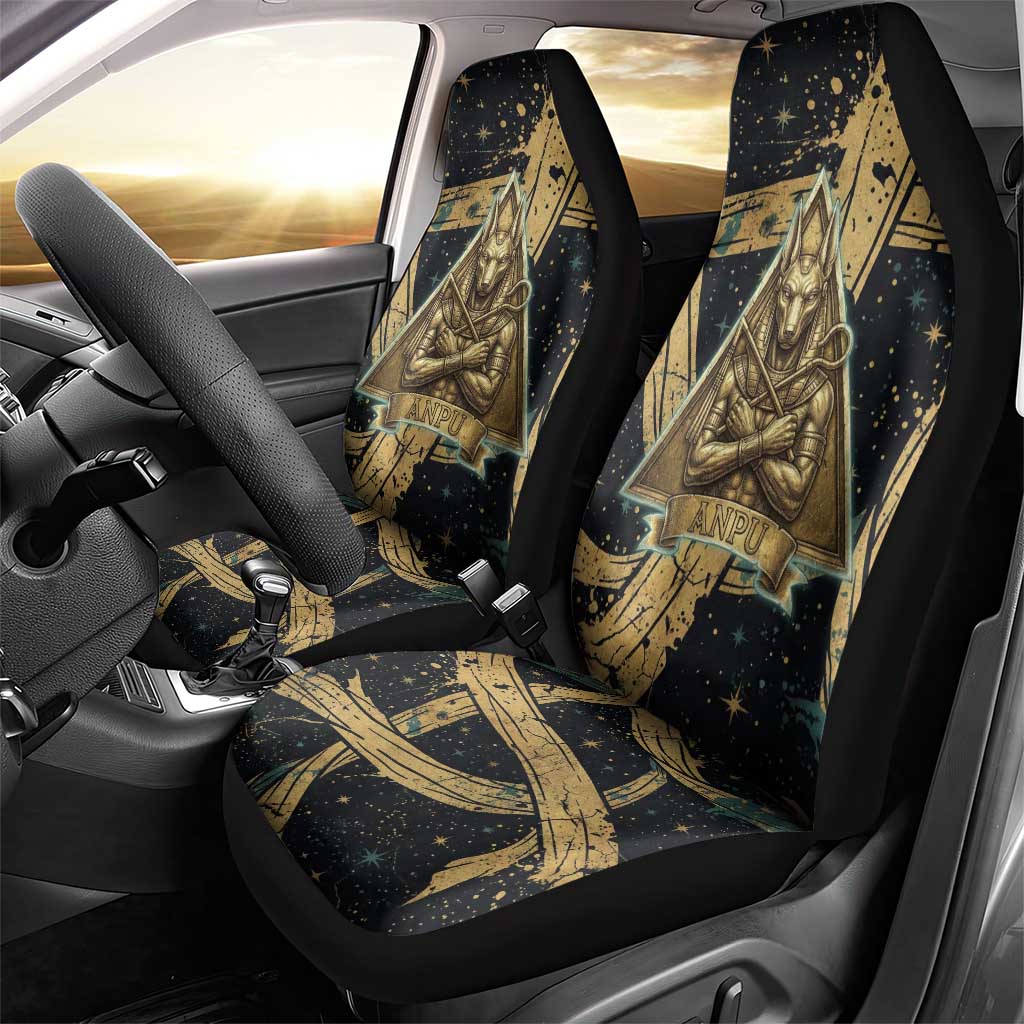 Anubis Ancient Egyptian Car Seat Cover with Starry Mummy Wrap Pattern, Anubis Warrior Illustration, and Pyramid - African Pride