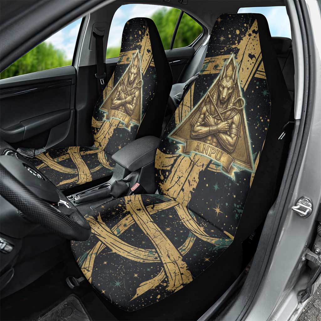 Anubis Ancient Egyptian Car Seat Cover with Starry Mummy Wrap Pattern, Anubis Warrior Illustration, and Pyramid - African Pride