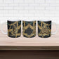 Anubis Ancient Egyptian Ceramic Mug with Starry Mummy Wrap Pattern, Anubis Warrior Illustration, and Pyramid - African Pride