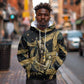 Anubis Ancient Egyptian Hoodie with Starry Mummy Wrap Pattern, Anubis Warrior Illustration, and Pyramid - African Pride
