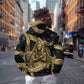 Anubis Ancient Egyptian Hoodie with Starry Mummy Wrap Pattern, Anubis Warrior Illustration, and Pyramid - African Pride