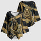Anubis Ancient Egyptian Kimono Sleeve Blouse with Starry Mummy Wrap Pattern, Anubis Warrior Illustration, and Pyramid - African Pride