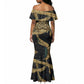 Anubis Ancient Egyptian Mermaid Dress with Starry Mummy Wrap Pattern, Anubis Warrior Illustration, and Pyramid - African Pride